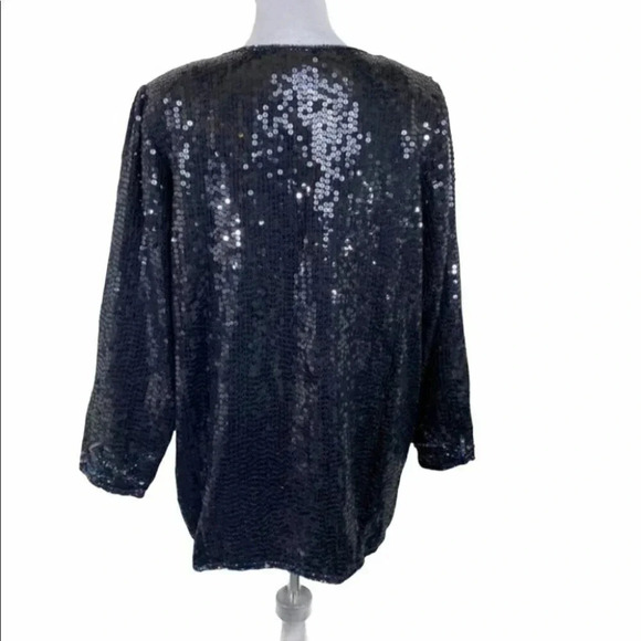 Vintage Style Design M Elegant black/multi full sequin silk jacket - Picture 5 of 11